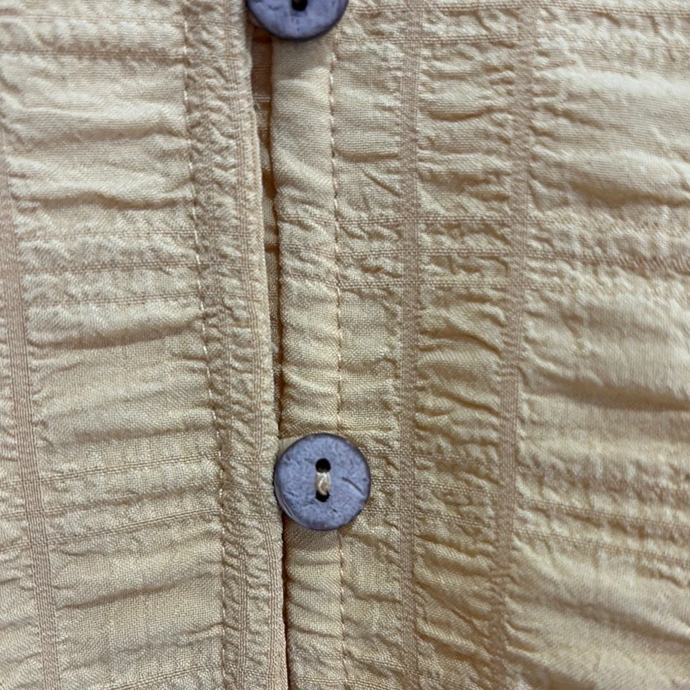 Mustard Button-Down Ruffle Top - Picture 2 of 7